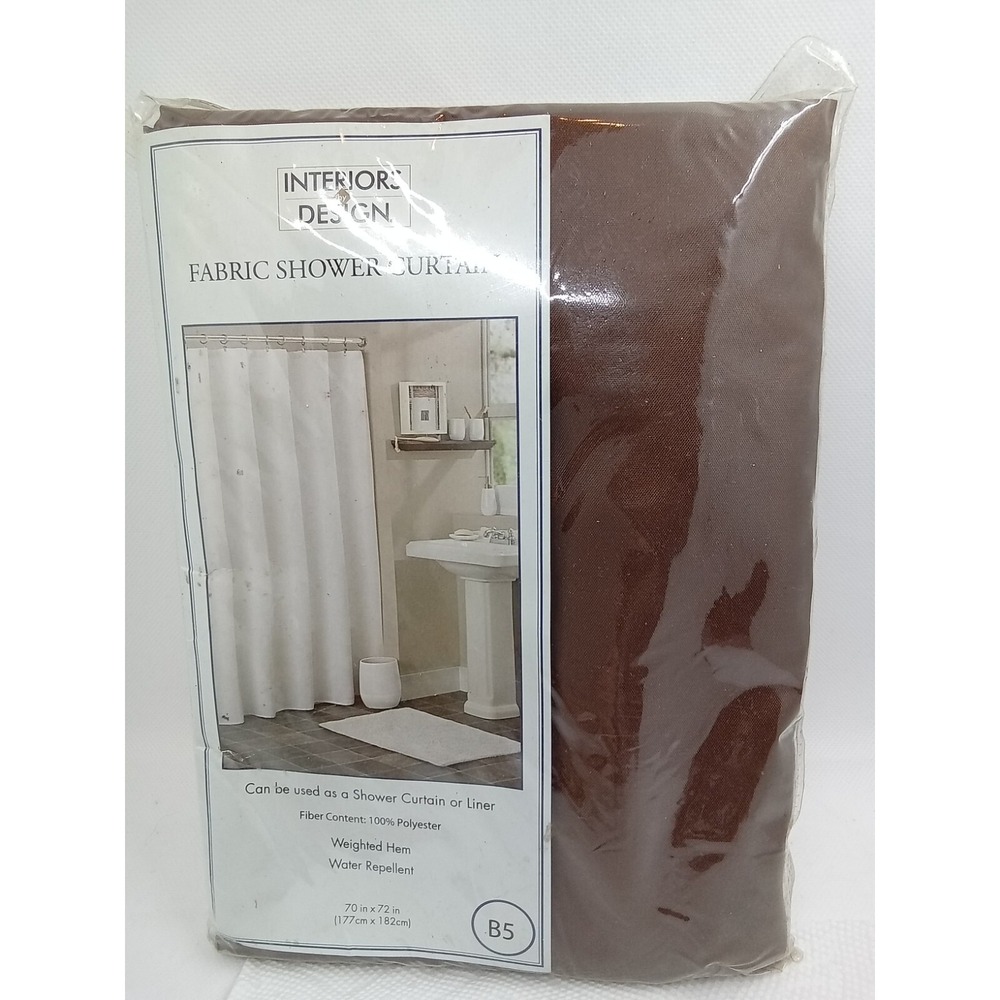 Interiors Design Fabric Shower Curtain‎ Brown Water Repellent 70x72 B5